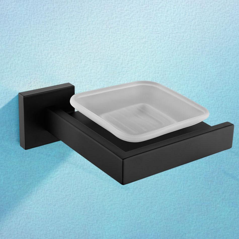 

Bathroom Soap Dish Holder 304 Stainless Steel Black Antique Brushed Gold Metal Hand Wash Shower Frosted Glass Soap Holders Set чорний