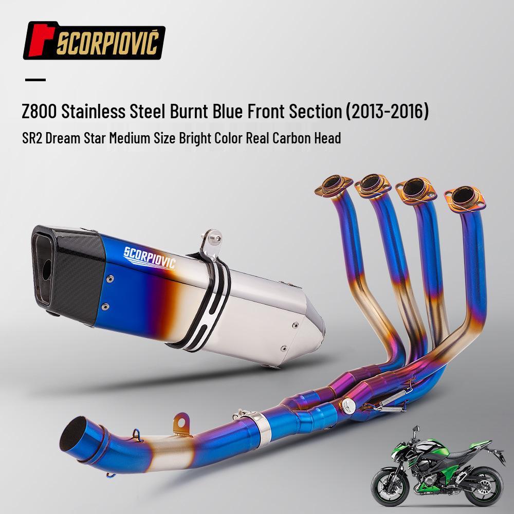 Stainless Steel Exhaust System for Z800 Motorcycles (2013-2016) - Includes Front Pipe & Muffler Set