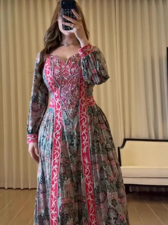Spring 2026 European & American Printed Fashion Loose Women's Long-Sleeve Dress
