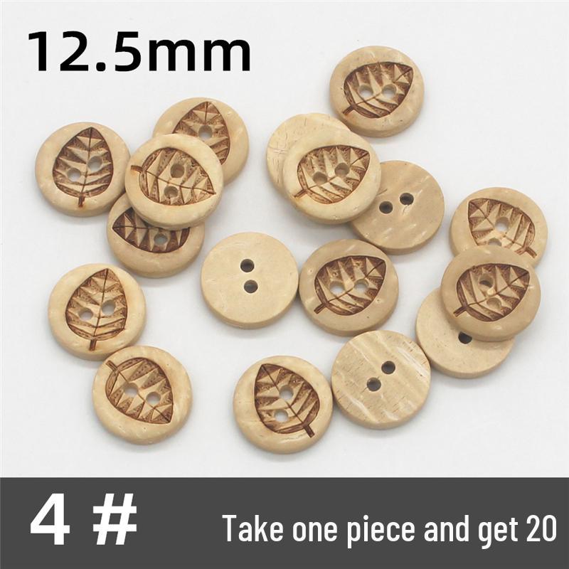 Natural Retro Coconut Shell Round Buttons for Children's Clothing
