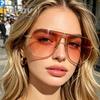 Unisex Pilot Sunglasses With High-Quality Gradient Lenses Trendy Oversized Sun Glasses for Men Women Metal Single Bridge Shades
