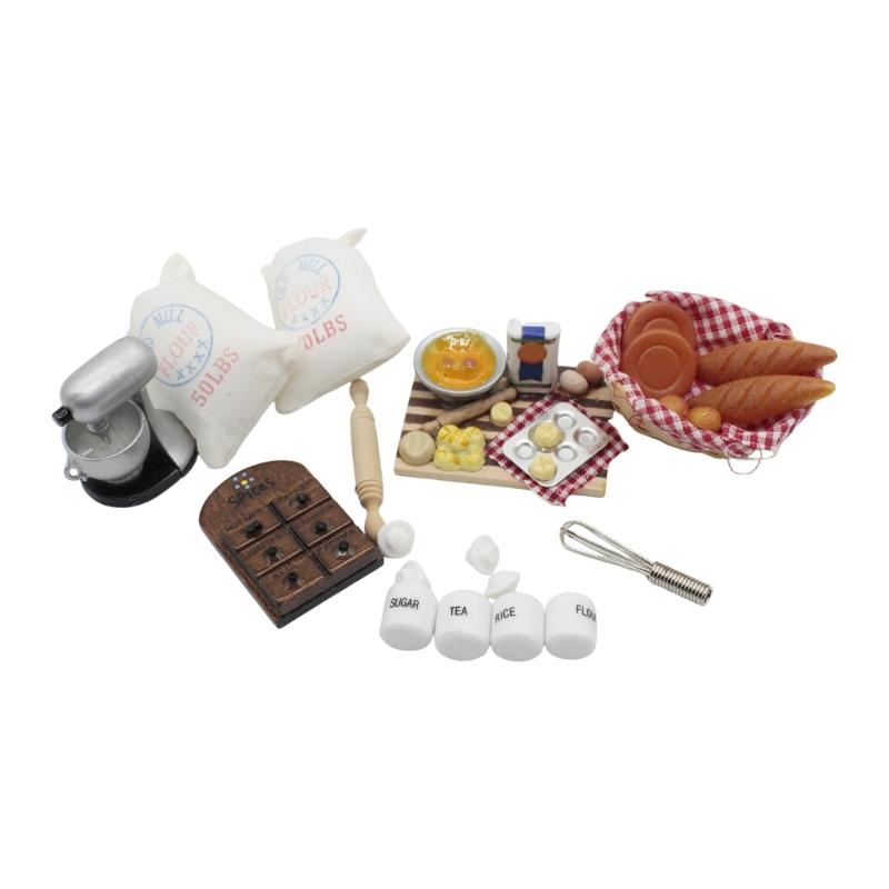

High Quality Wood and Plastic Miniature Model of Flour Eggs Making Station for 1/12 Dollhouses Accessories 1
