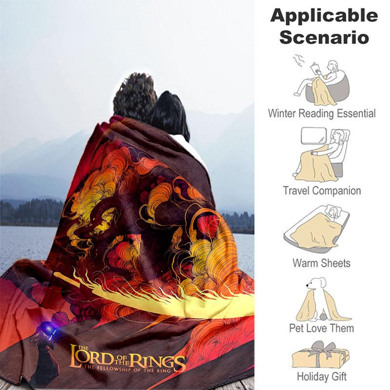 1pc Dragon Breath vs. Lightsaber: A Clash of Fantasy Elements Blanket,Portable Throw for Travel & Camping, All Season Cozy Blanket,Ideal Gift