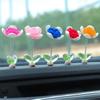 Mini Car Ornaments Car Center Console Spring Shaking Head Rose Decoration Pendant with Double-sided Adhesive Tape Healing Series