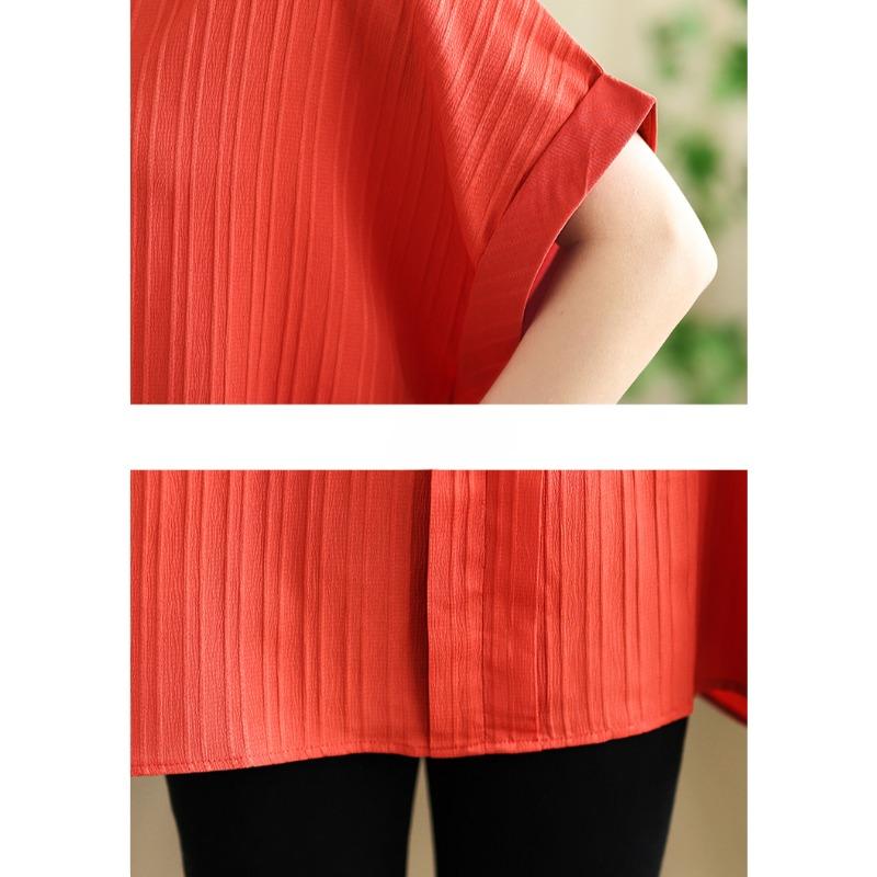 DIMANAF 2025 Summer Plus Size Short Sleeve T-Shirt V-Neck Women Solid Loose Basic Tops Tees Maxi