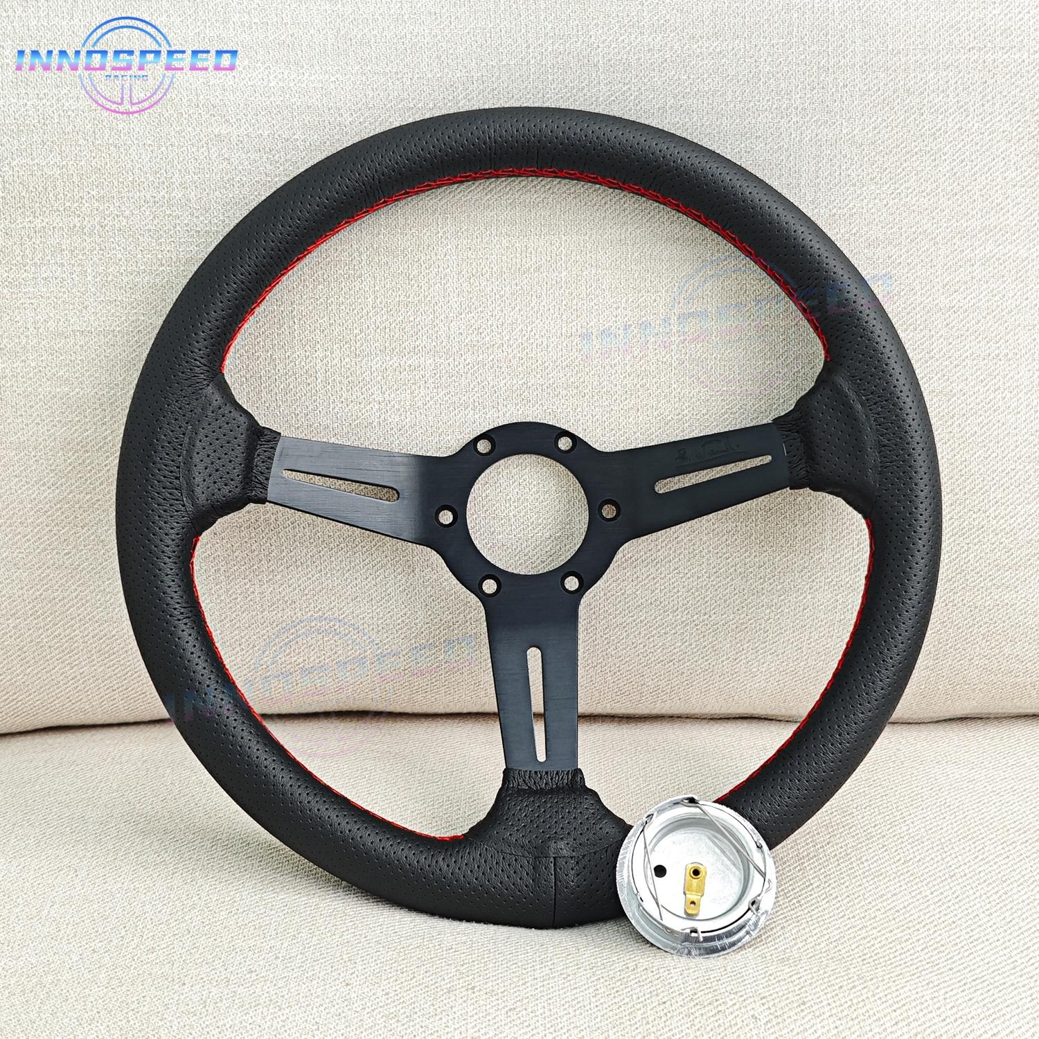 13.78inch 350mm JDM Universal Leather Steering Wheel Car Modified Sports Racing Steering Wheel чёрный