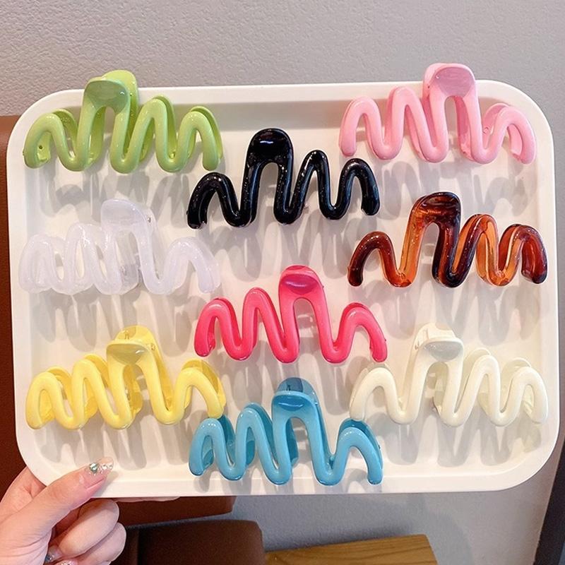 New Colorful Jelly Wave Hair Claw Hairpin Women Girls Fashion Design Korean Sweet Simple Irregular Hair Clip Headwear