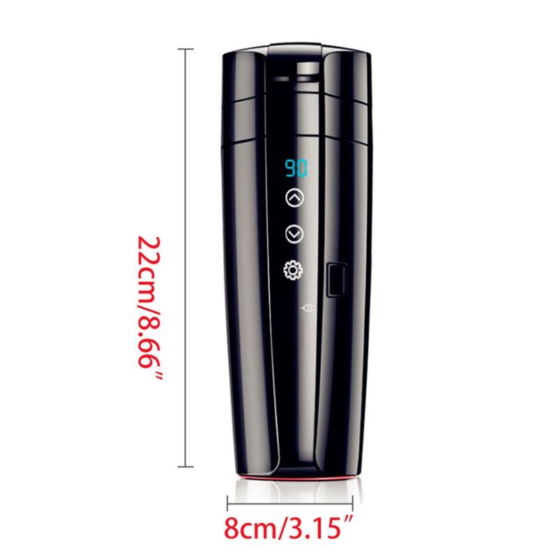 Portable Car Heating Cup Stainless Steel Water Warmer Bottle Car Kettle Coffee Mug LCD Display Temperature 400ML Durable