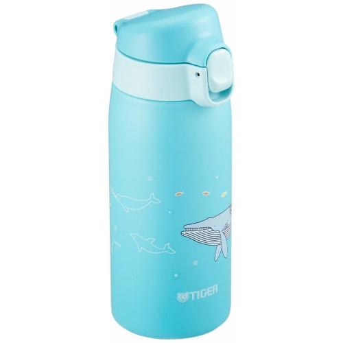 Tiger Thermos (TIGER) 350ml Water Bottle, Kameichido Mug, Stainless Steel Bottle, One-Touch Operated, Lightweight, Whale Design, MCT-A035A