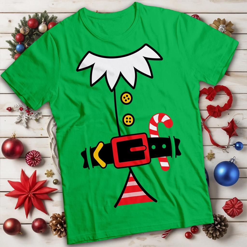 Elf and Candy Cane Christmas T-Shirt Mens and Womens Tee #MC