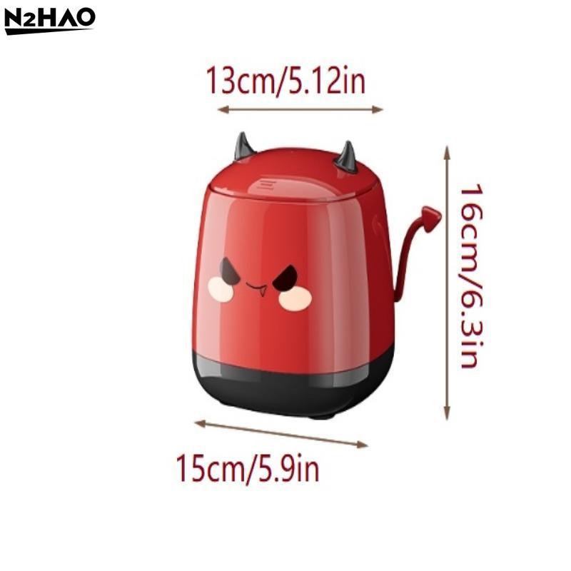 New Quality Desktop Small Trash Can Press Open Lid Paper Basket Cute Little Devil Shape Office Bedroom Living Room Storage Box