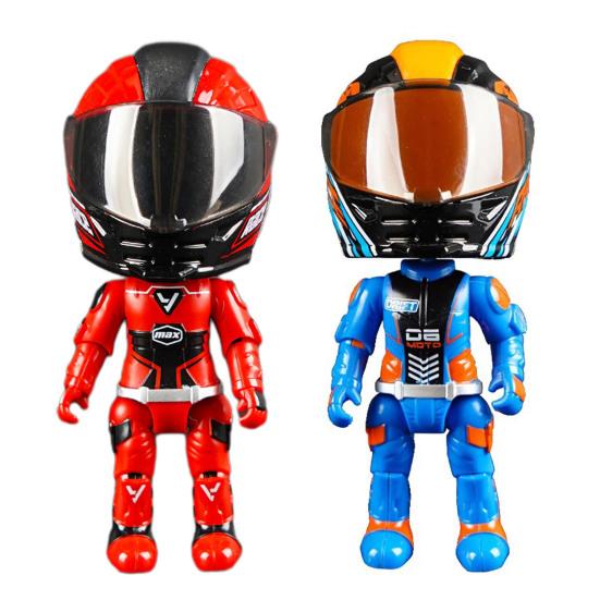 Transforming Motorcycle Rider Figurine Deformable Helmet Racing Driver Action Figure with Movable Joints Desktop Decoration Ornament