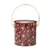 Pack Of 2 Christmas Treat Boxes with Handle Handheld Round Bucket Tinplate Sweets Cookie Container for Party Use