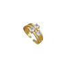 Real Gold Light Luxury Full Diamond Three-Layer Ring Opening Adjustable Simple Jewelry Japanese Ring Couple Ring