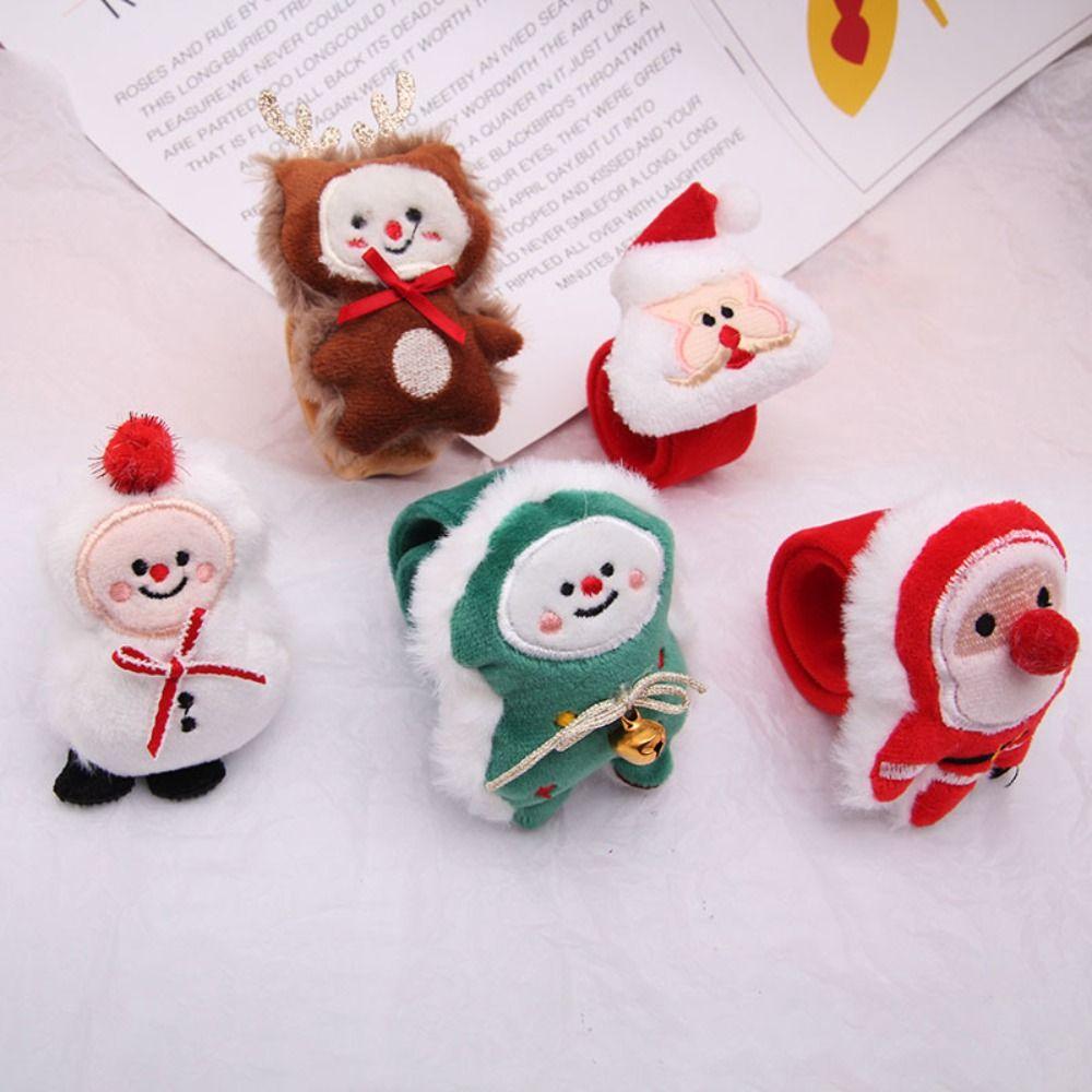 Snowman Santa Wristband With Clap Circle Elk Slap Bracelets  Christmas Gifts