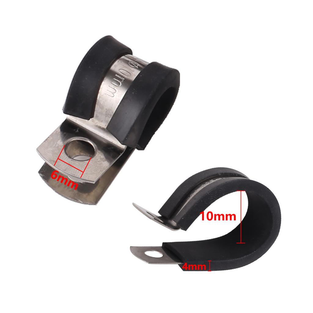 10Pcs Rubber Lined P Clips Wiring Hose Clamp Pipe Cable Mounting Fix Fasteners Hardware Electrical Fittings Water Pipe Bracket