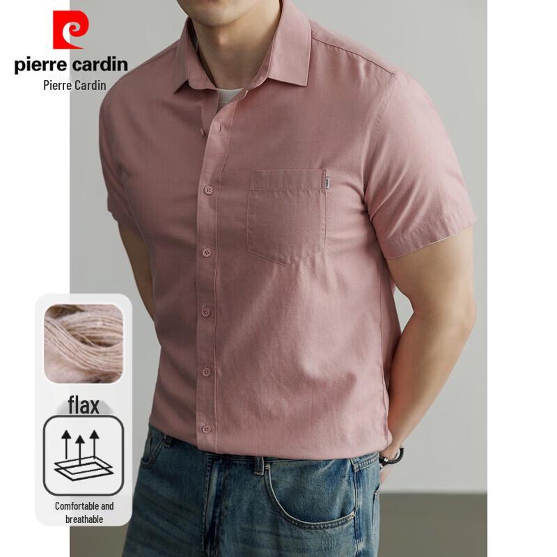 Pierre Cardin Men s Cotton Linen Short Sleeve Shirt 52/XL