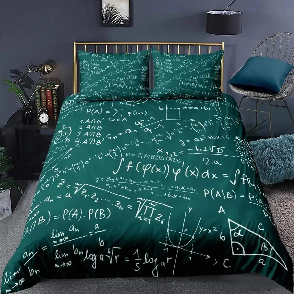 Math Equations Duvet Cover Set Hourglass Purple Galaxy Comforter Cover Physics Formula Dorm Bedding Sets Science Geometry Axis