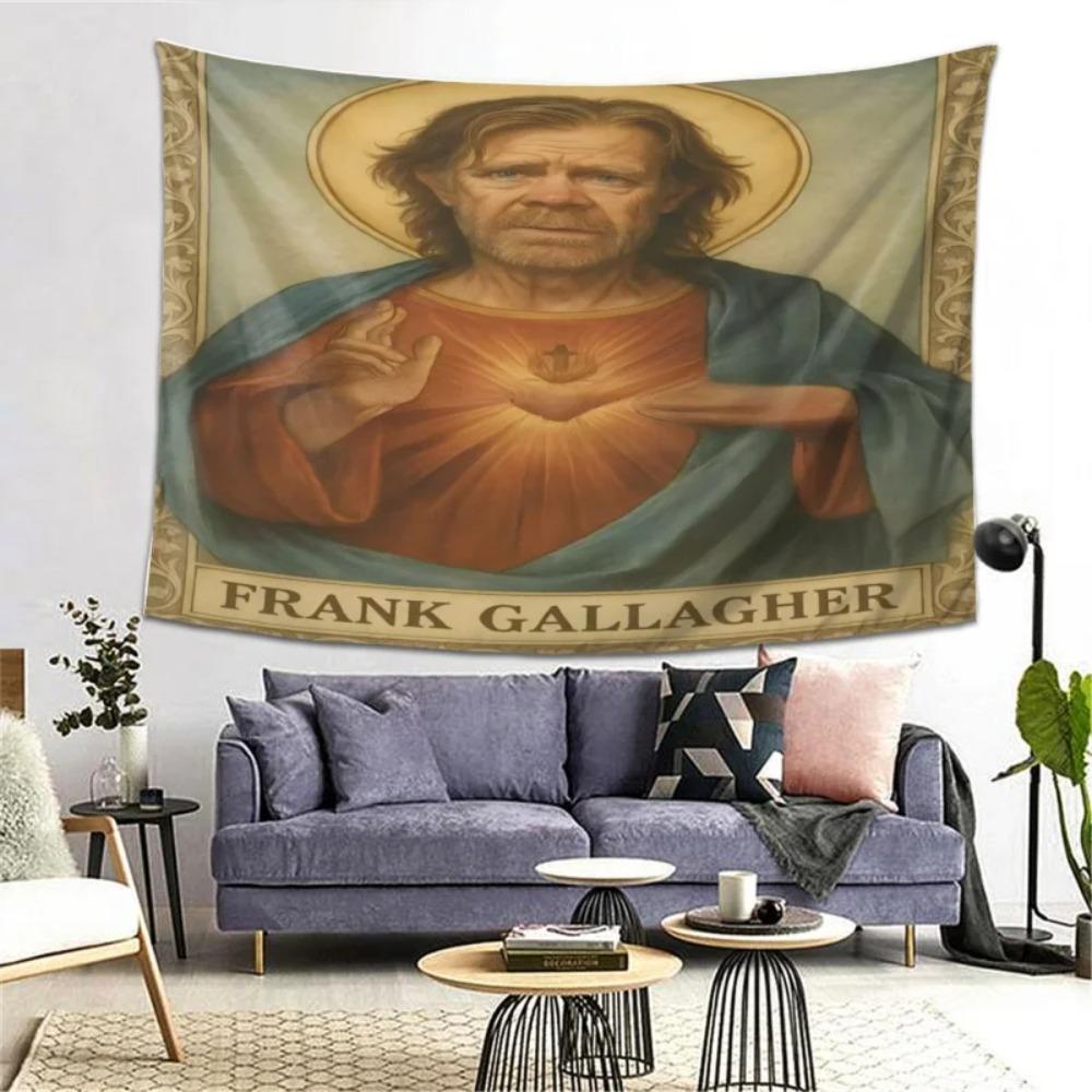 Frank Gallagher Saint Tapestry Single Sided Print Soft Fabric Wall Hanging for Bedroom Dorm Living Room Humorous Nostalgic Gift