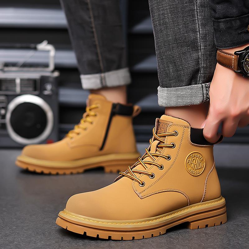 Male Winter Plush Snow Boots Low Top Mens Sneakers Stylish for Men Motocross Boots Lace-Up All-match Men Boots Men's Shoe