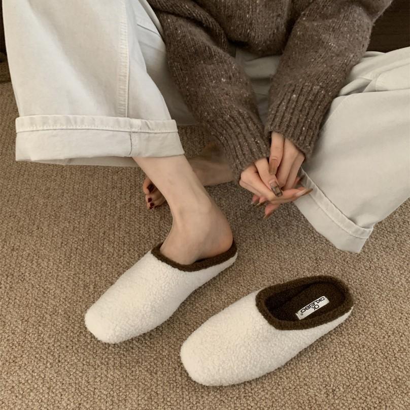 Retro small polka dot plush shoes for women to wear 2025 autumn and winter new Korean version fairy wind Mary Jane cotton shoes for women