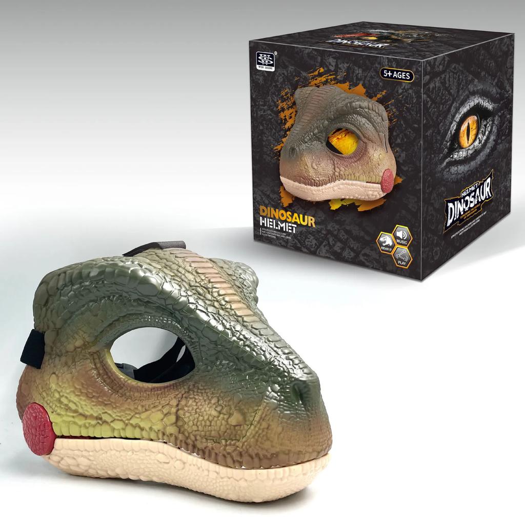 Maschera Dinosauro Velociraptor Park con Suoni Plastica Dura Halloween Cosplay Giocattolo Dinosauro Costume Cos per Bambini Regalo di Compleanno