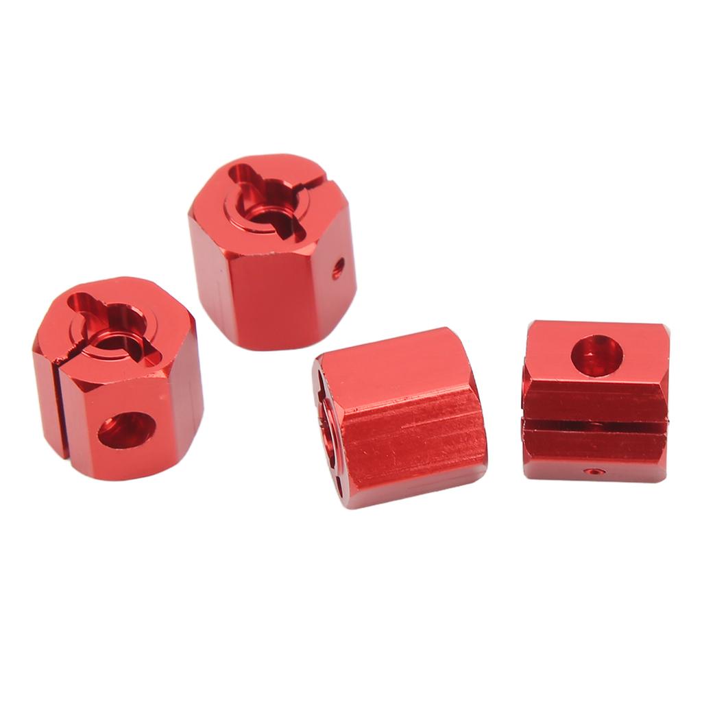 4PCS 12mm Hex Adapter Aluminum Alloy 12mm Wheel Hex Hub Drive Adapters for Axial SCX10 90046 for D90 1 10 RC Car Red