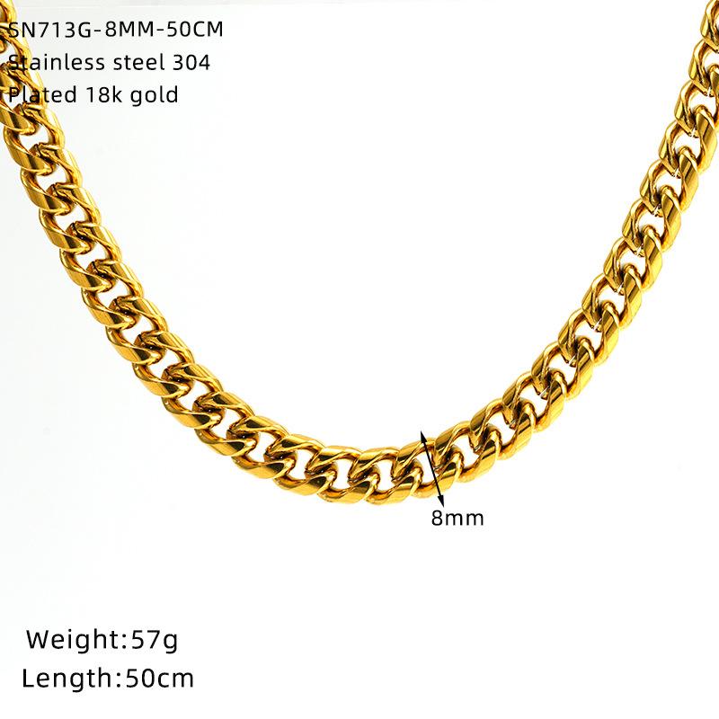 Men'S And Women'S Necklaces Hip-Hop Round Grinding Chains Vacuum Electroplated Gold Titanium Steel Jewelry Stainless Steel Necklaces