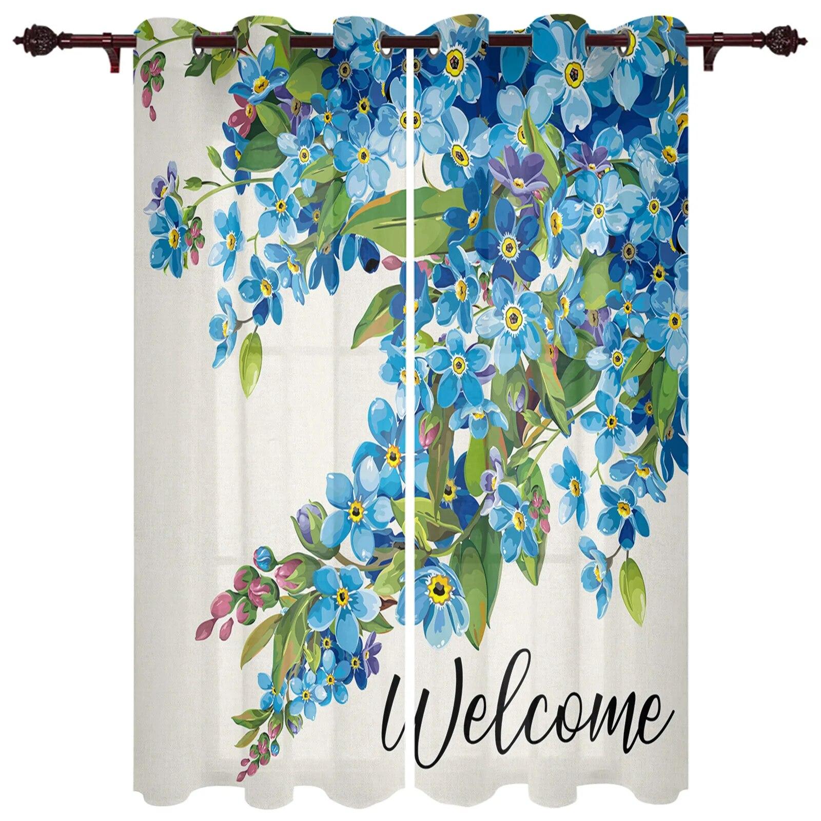 

Синие акварельные цветы, оконные шторы для гостиной, роскошные современные шторы для спальни, кофейные шторы для столовой