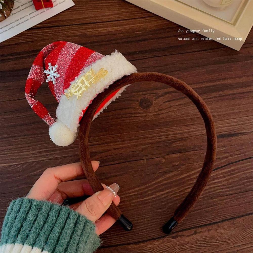 Cute Plush Elk Hair Hoop Female Christmas Dress Up High Headtop Deer Antlers Head Hoop Gingerbread Man Autumn/Winter Face Wash