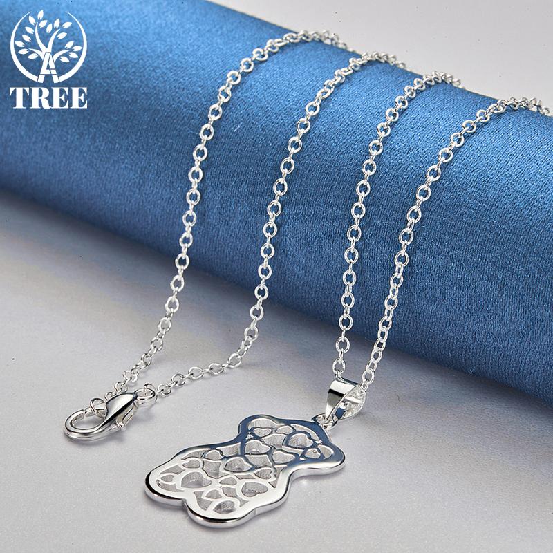 925 Sterling Silver Little Bear Pendant Necklace for Women's Fashion Charm Jewelry