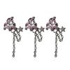 3Pcs Nail Tassel Chain Stunning Trendy Peach Heart Sturdy Rhinestone Accessories for Beautiful Nails