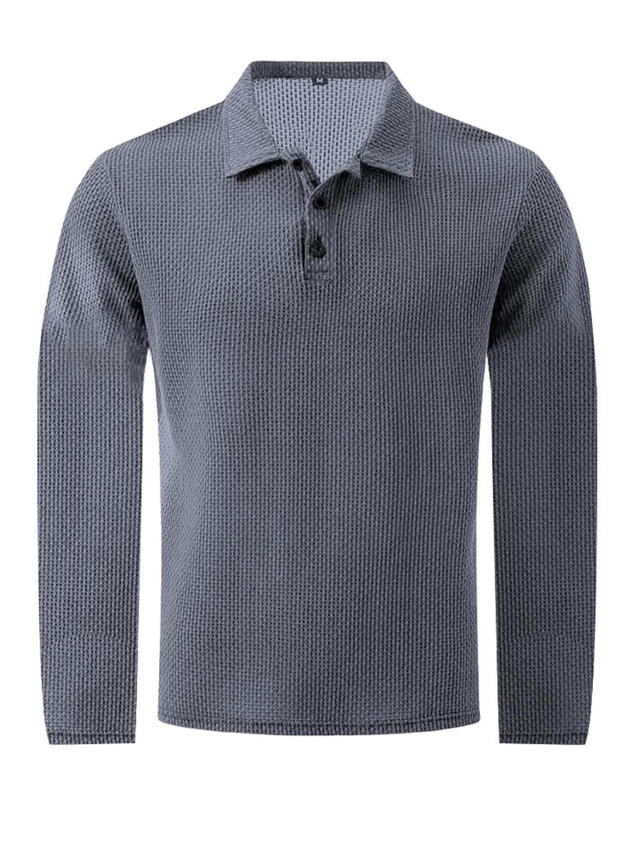 

Мужская футболка с длинным рукавом из высококачественного ледяного шелка с сеткой и воротником - однотонная летняя расцветка XL светло-серый