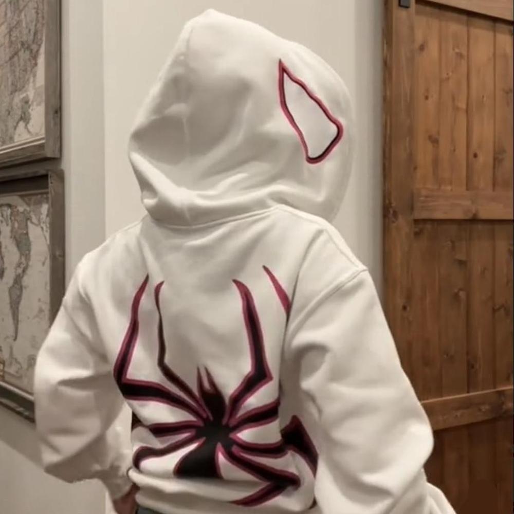 Felpa con cappuccio da strada Spider Punk Felpa con cappuccio e zip Felpa con stampa extra large Abbigliamento gotico Harajuku da uomo e da donna