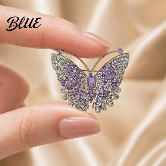 Butterfly Lapel Pin Brooch Pin 3D Design with Sparkling Rhinestones