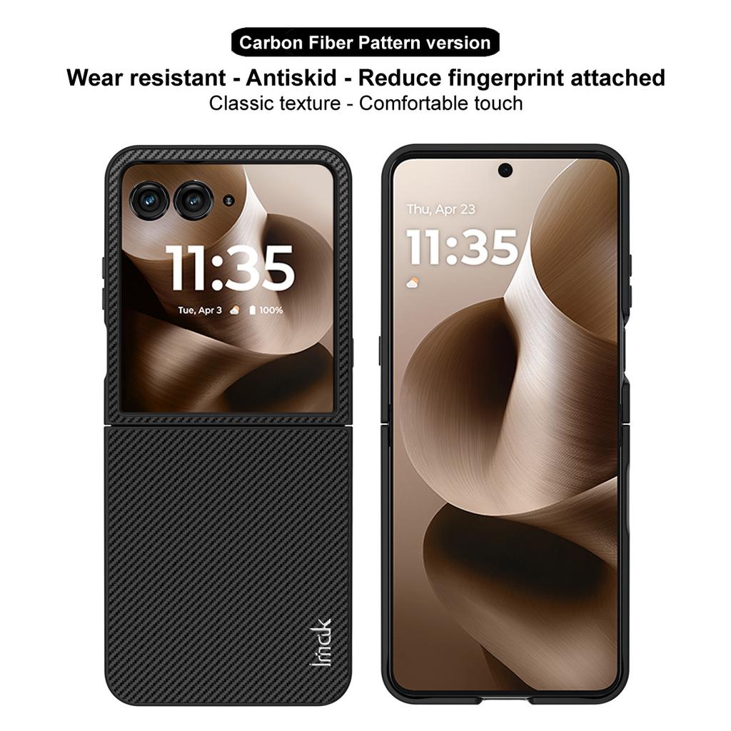 IMAK Ruiyi Series for Motorola Razr 60 Ultra 5G Case Carbon Fiber Texture Leather+PC Phone Cover