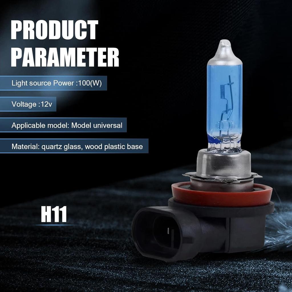 Halogen Bulb 5000K Super White Light, 12V 55W High/Low Beam Fog Light H11