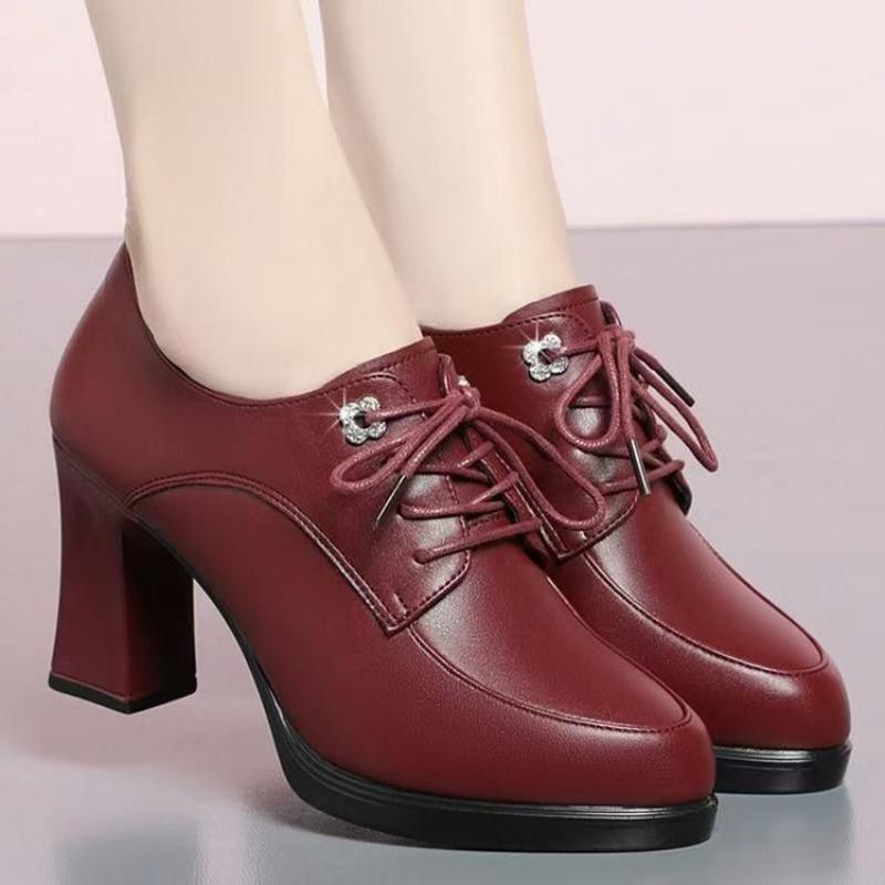 New Style Thick-soled Anti-slip Shoes, Soft Leather Thick Sole, Casual High-heeled Single Shoes for Women