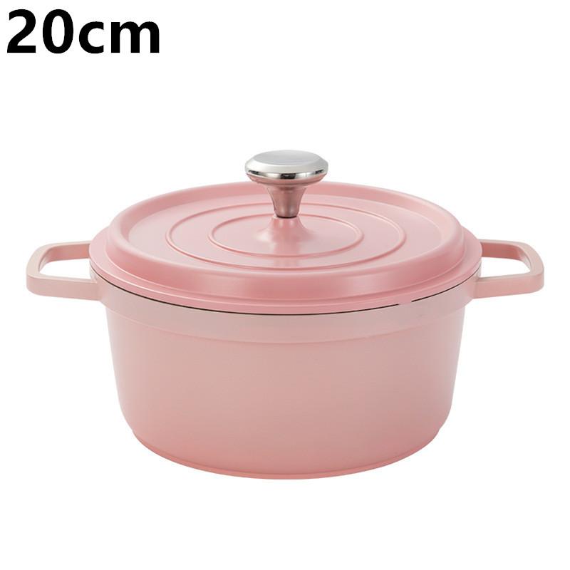Enameled Cast Aluminum Dutch Oven With Lid 4.7L Nonstick Pan for Bread Baking Casserole Dish Enamel Coating For All Heat Source