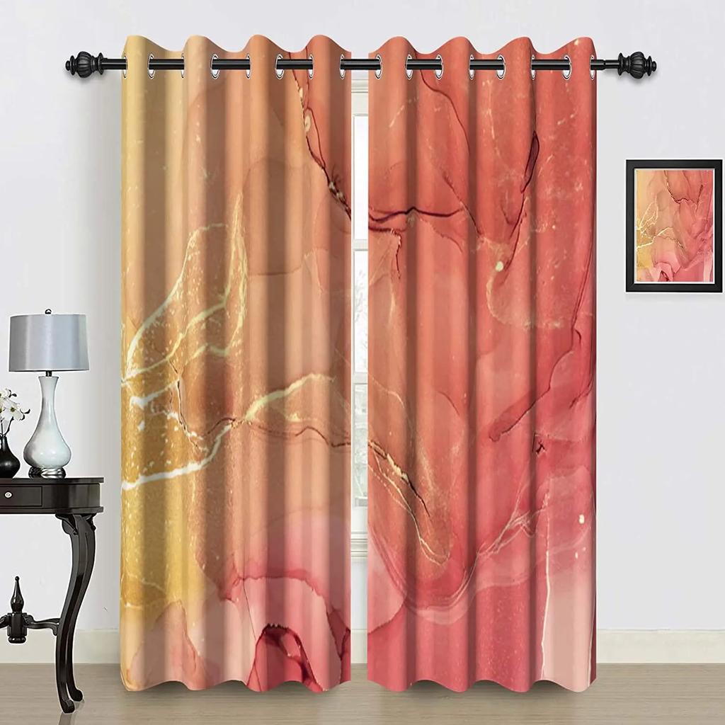 Perdele de Fereastră din Marmură cu Textură Neagră pentru Living Dormitor de Lux Art Fluid Negru Auriu Jaluzele Fereastră cortinas 2 panouri Draperii