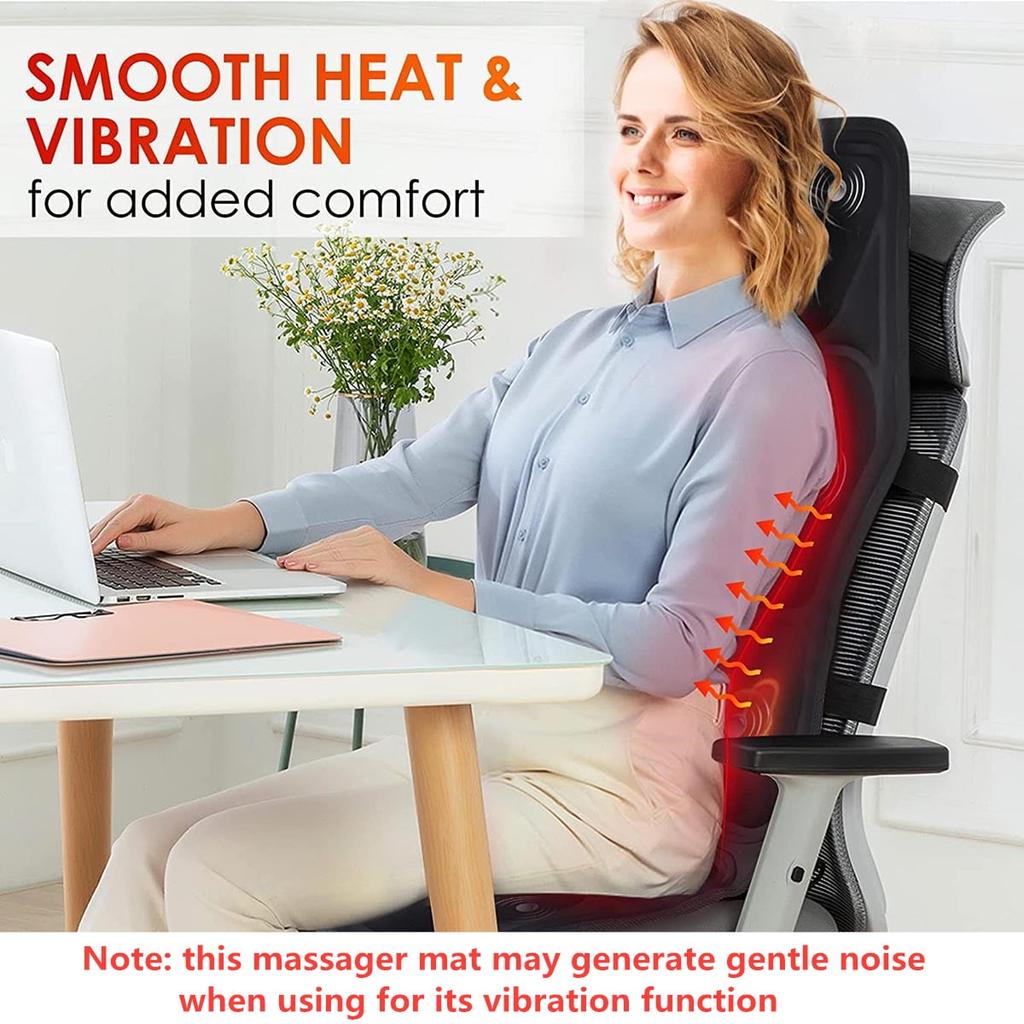 "Vibration Back Massage Mat with Heat, Back Massage Cushion Seat Massager for Chair with 5 Vibrating Modes for Home Office Use"