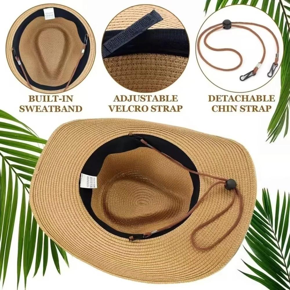 UV Protection Western Cowboy Hat Wide Brim Straw Cap Fashion Beach Cap  Outdoor