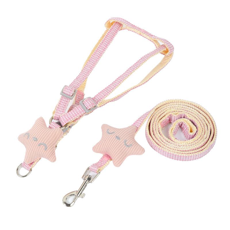 

Cat traction rope Special traction small starfish nylon pet chest strap cute walking cat rope when going out to prevent breaking free 1.0 [Recommended 3-4kg pet] розовый