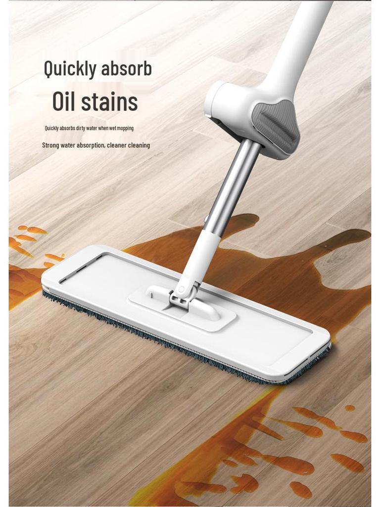 Foldable Flat Mop & Bucket - Hands-Free Washing System
