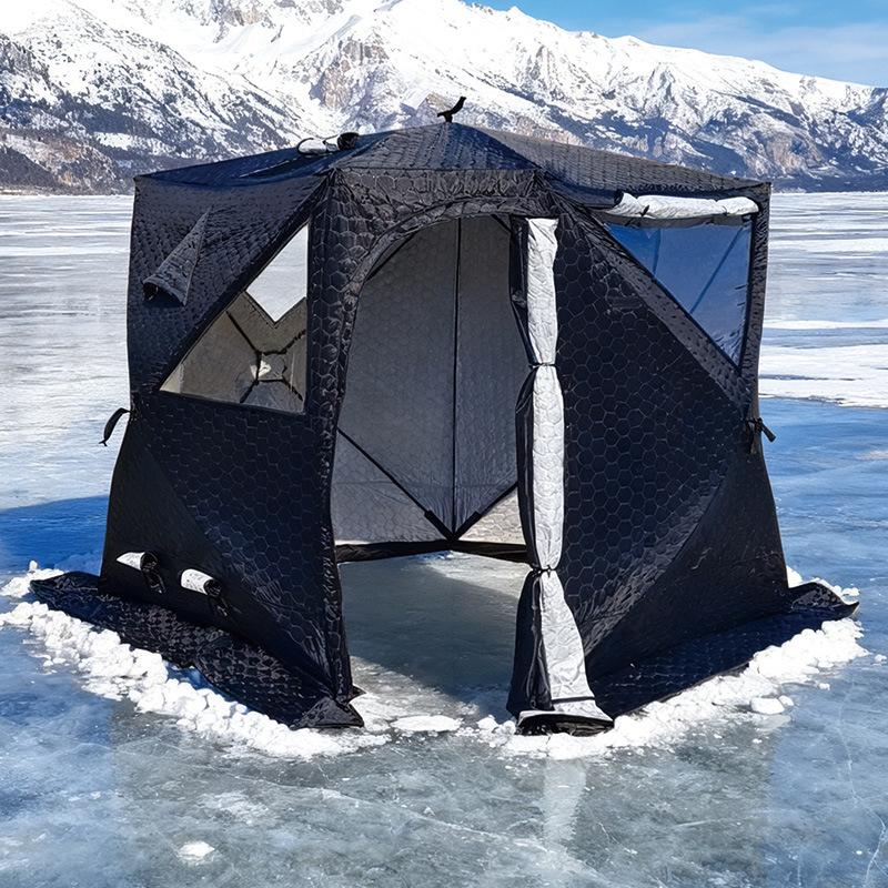 Pentagonal Winter Outdoor Sauna Tent: Portable Steam & Sweat Box for Ice Fishing and Medicinal Bath.