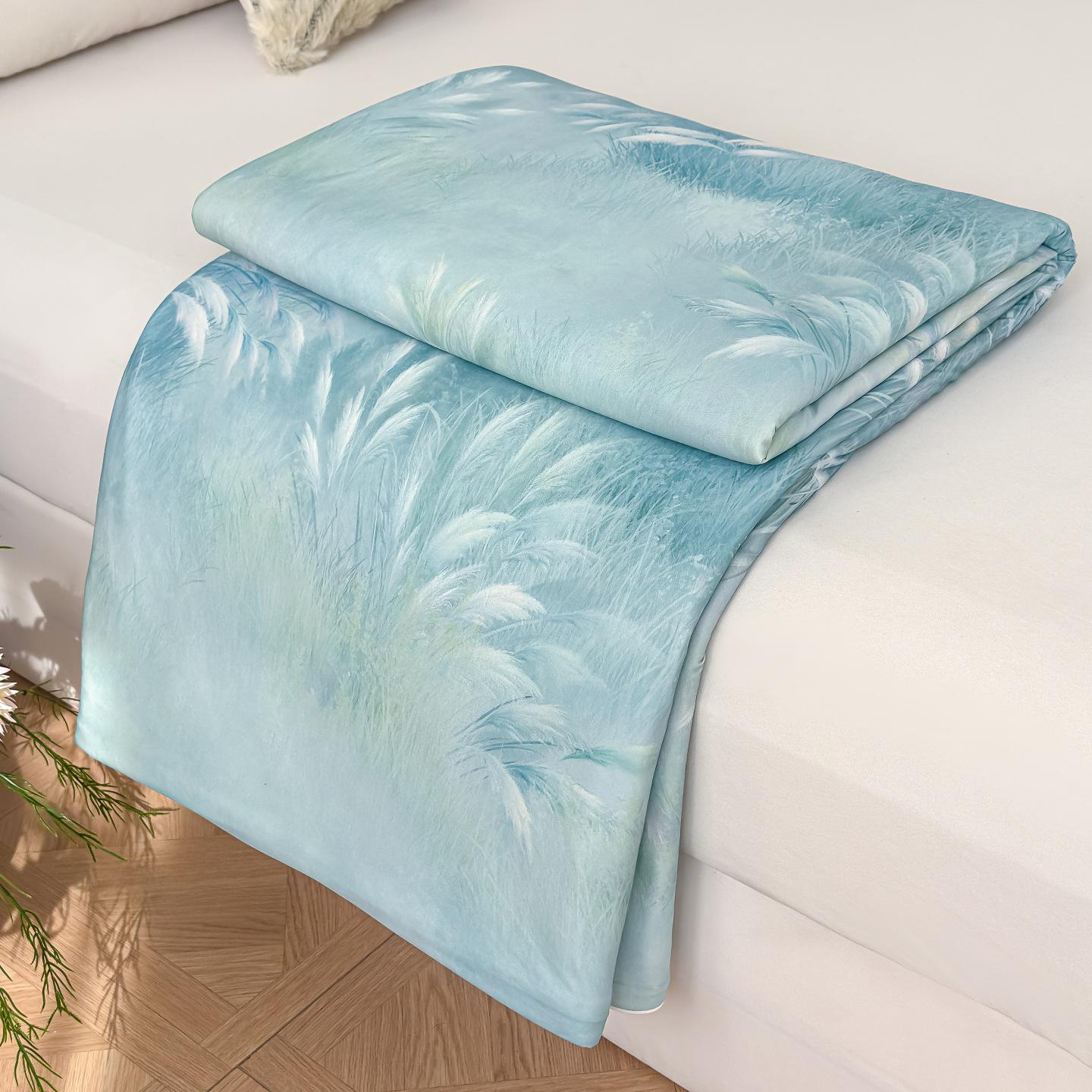 2026 Spring/Summer Cool Silk Digital Print Thin Air Conditioning Summer Quilt 150x200cm Single овсяный