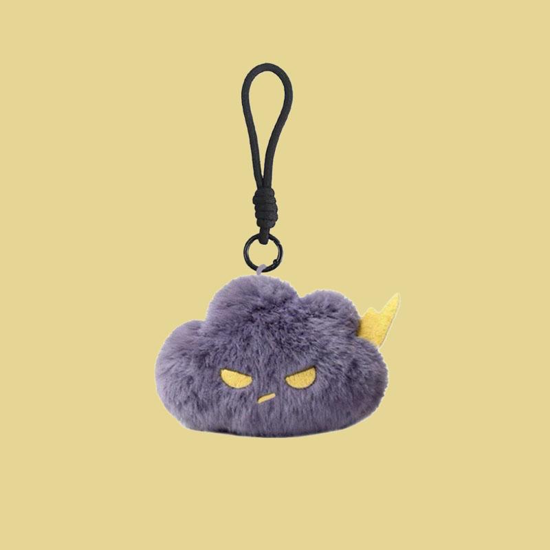 Boze Wolk Pluche Sleutelhanger Schattige Bliksemwolk Knuffelpop Tas Bedeltje Zacht Pluizig Hanger Voor Rugzak Decoratie Persoonlijkheid 12cm gray