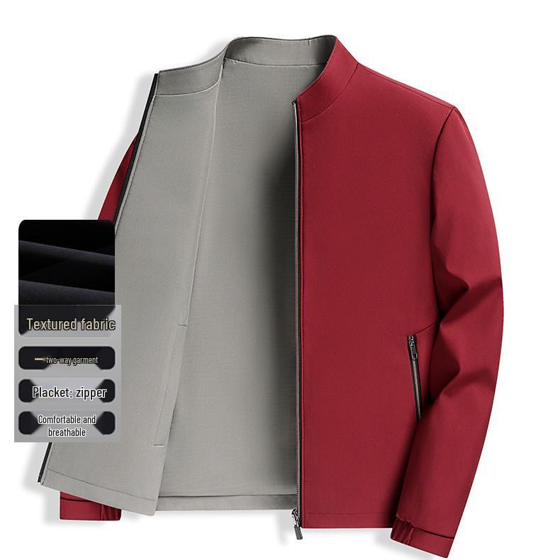 Reversible Men's Stand Collar Jacket for Spring/Autumn 2025 - New Style for Middle-Aged Dads