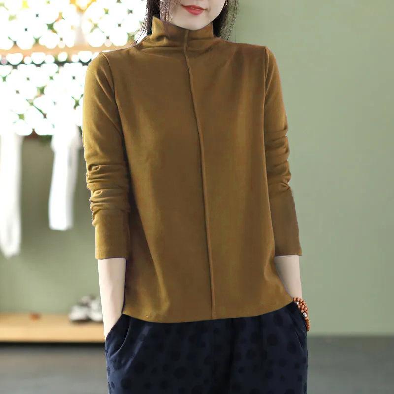 German velvet autumn and winter new semi-turtleneck long-sleeved t-shirt bottoming shirt large size slim-fit warm top tide