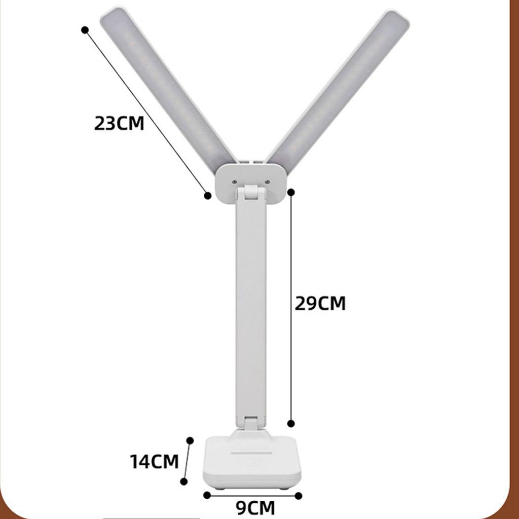 2 Heads Desk Lamp 3 Colors Stepless Dimmable Flexible Touch Study Desk Lamp for Bedroom Dorm Rechargeable Version